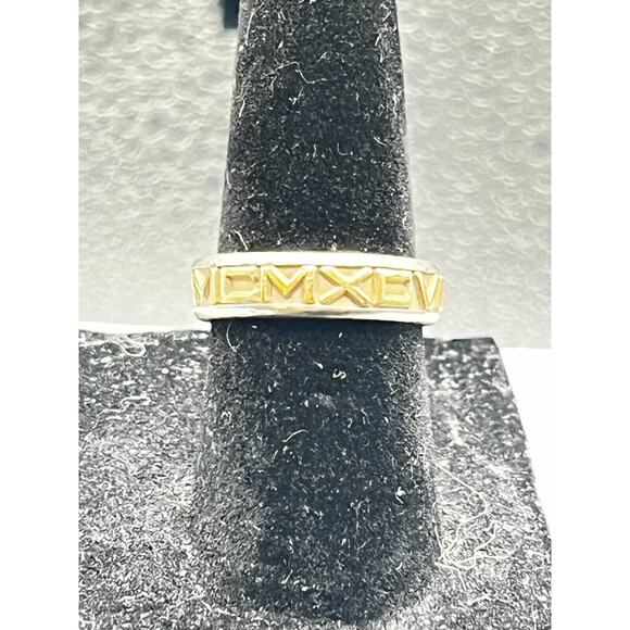 John Christian 14k G & Silver Numeros Engraved Roman Numerals Band Ring Size 6 - Picture 9 of 11